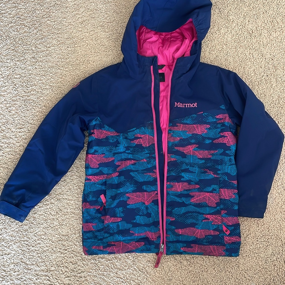 Marmot Kids Jacket and ski bibs - Blue and Pink